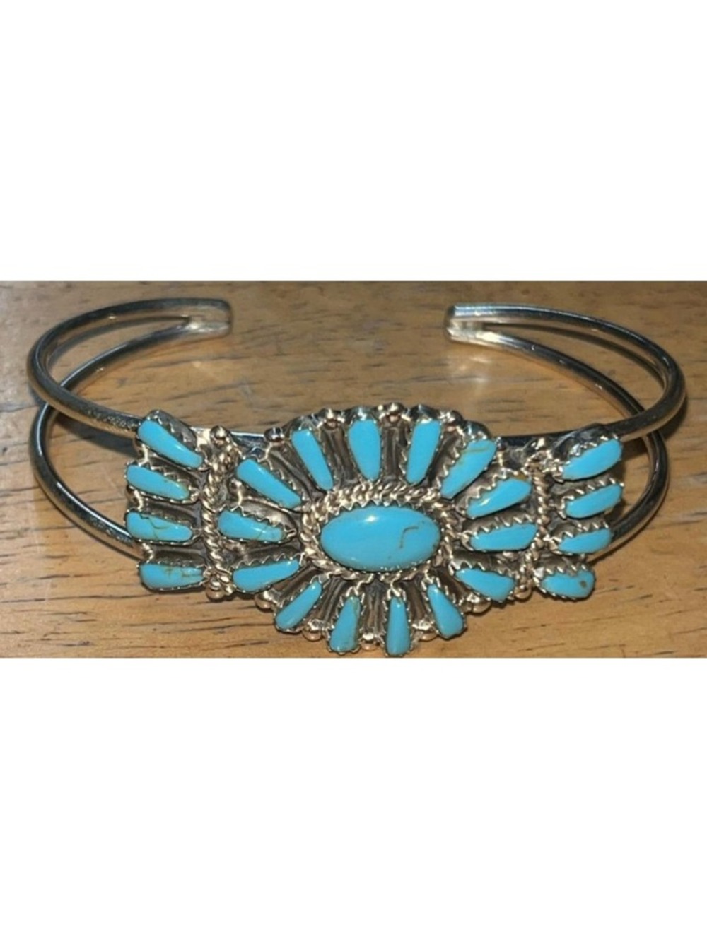 Navajo jewelry handmade sterling silver turquoise cluster traditional bracelet